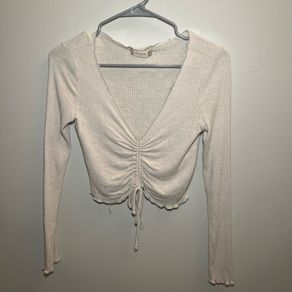Tan cream cropped long sleeve size XS